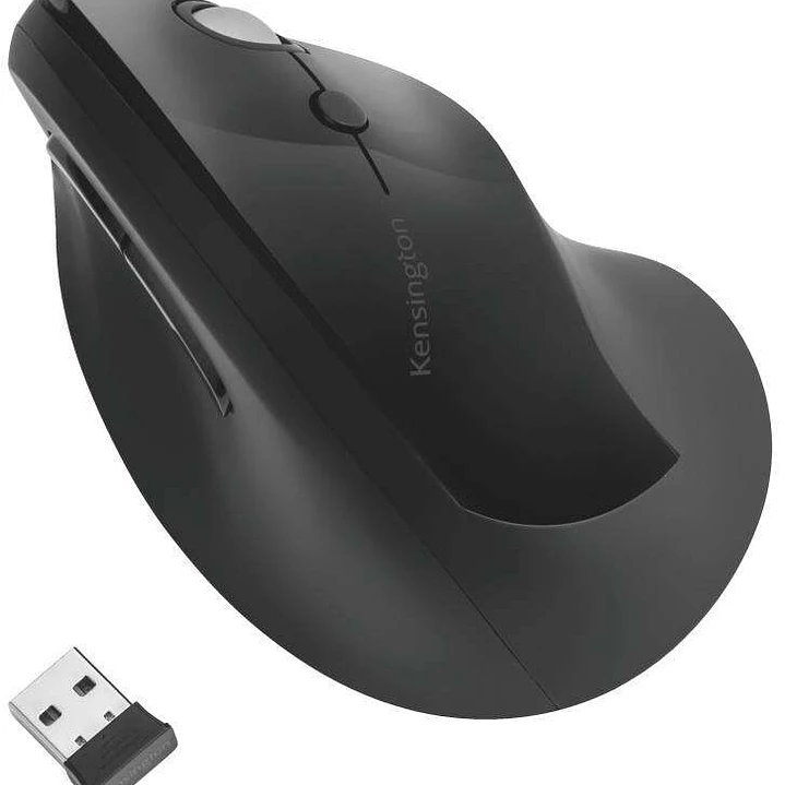 Kensington Pro Fit Ergo Raton Vertical Inalambrico 2.4Ghz 1600dpi - 5 Botones - Inclinación Natural 46,7º - Alcance hasta 20m - Indicador de Carga - C 1