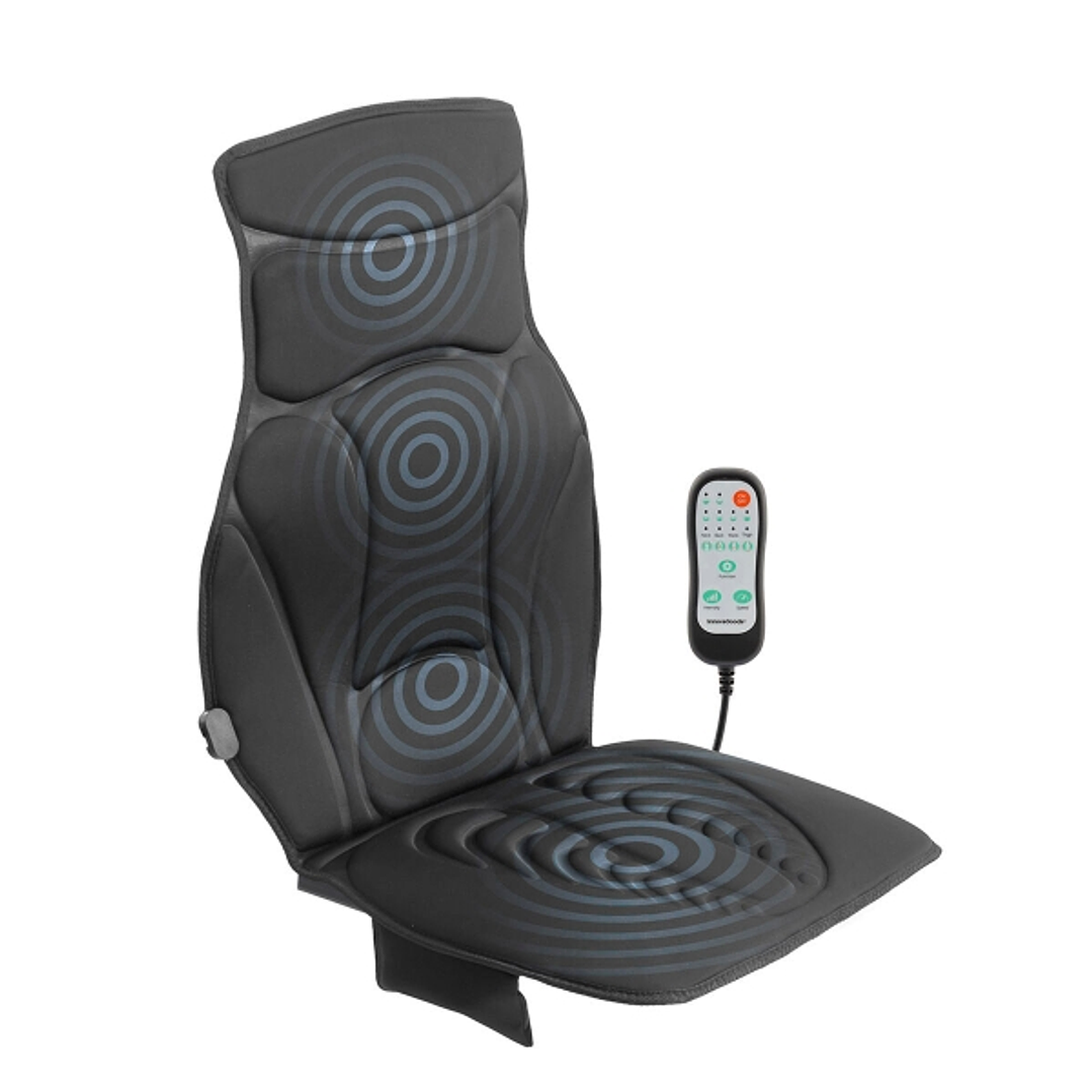 Innovagoods Shiatsu Asiento de Masaje Termico - 5 Modos - Funcion Calor - Regulable en Velocidad - Ergonomico - Incluye Adaptador para Coche - Ligero  1
