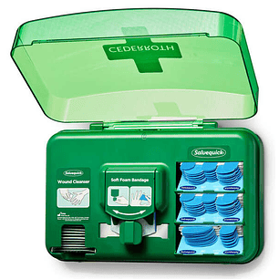 Cederroth Dispensador para el Cuidado de Heridas - Incluye diferentes Tamaños de Apositos Color Azul, Toallitas para Heridas y Venda Autoadherente