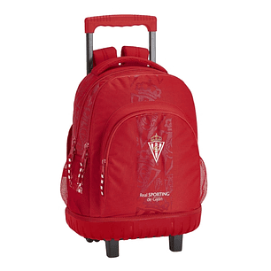 Safta Real Sporting de Gijon Corporativa Mochila con Carro - 2 Compartimentos - Bolsillo Frontal - Portabotellas - Acolchado - Base Reforzada - 44L - 