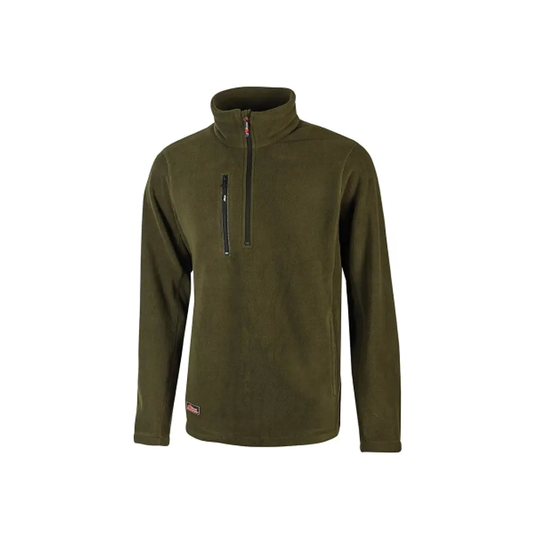 Upower Bering Sudadera de Trabajo con Medio Cremallera - Talla M - Durabilidad y Confort, Proteccion DPI1, Material 100% Poliester - Color Verde Oscur 1