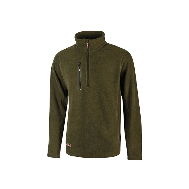 Upower Bering Sudadera de Trabajo con Medio Cremallera - Talla L - Duradera y Confortable, Proteccion DPI1, Material 100% Poliester - Color Verde Oscu 1