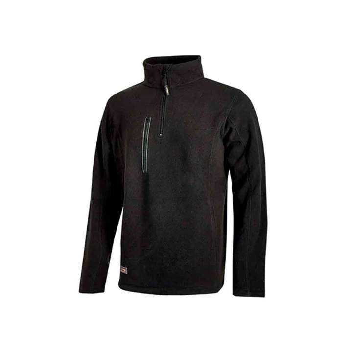 Upower Bering Sudadera de Trabajo con Medio Cremallera - Talla L - Durabilidad y Confort, Proteccion DPI1, Material 100% Poliester - Color Negro Carbo 1