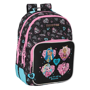 Safta Monster High Mochila con 2 Compartimentos - Antirozaduras - Adaptable a Carro - Bolsillo Frontal - Portabotellas - Tirador Doble - Hombreras Erg