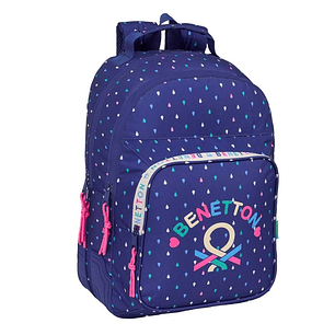 Safta Benetton Drop Mochila con 2 Compartimentos - Antirozaduras - Adaptable a Carro - Portabotellas - Tirador Doble - Hombreras Acolchadas - 20L - 32