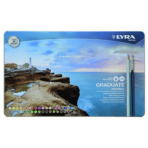 Lyra Graduate Pack de 36 Lapices de Colores Acuarelables con 1 Pincel Incluido - Hexagonal - Estuche de Metal - Colores Surtidos