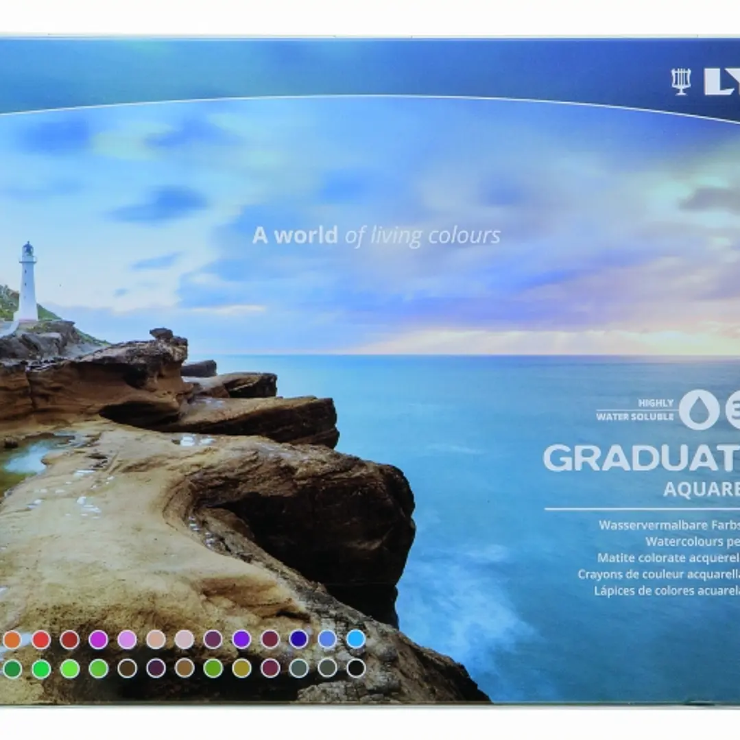 Lyra Graduate Pack de 36 Lapices de Colores Acuarelables con 1 Pincel Incluido - Hexagonal - Estuche de Metal - Colores Surtidos 1