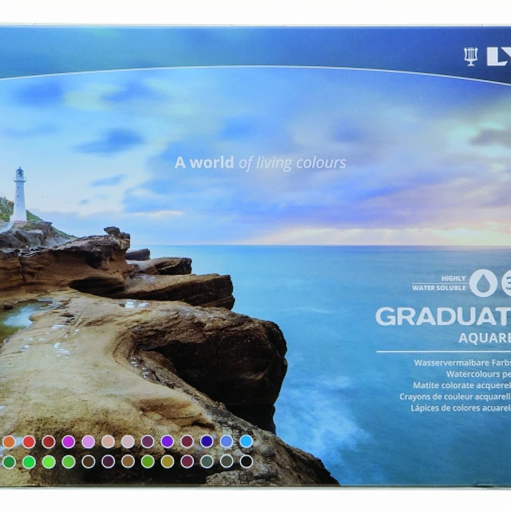 Lyra Graduate Pack de 36 Lapices de Colores Acuarelables con 1 Pincel Incluido - Hexagonal - Estuche de Metal - Colores Surtidos 1