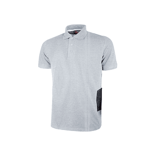 Upower Gap Polo de Manga Corta en Algodon Pique - Talla L - Corte Ajustado, Cuello con Tres Botones, Banda Anti Sudor, Bolsillo Izquierdo, Cinta Refle