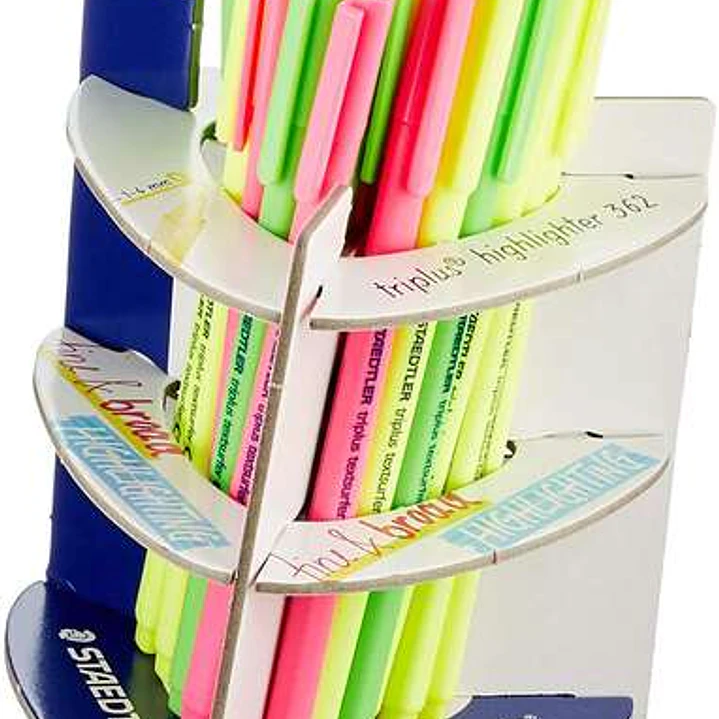Staedtler Triplus Textsurfer 362 Expositor de 30 Marcadores Fluorescentes - Trazo 1 - 4mm Aprox - Tinta Base de Agua - Colores Surtidos 1