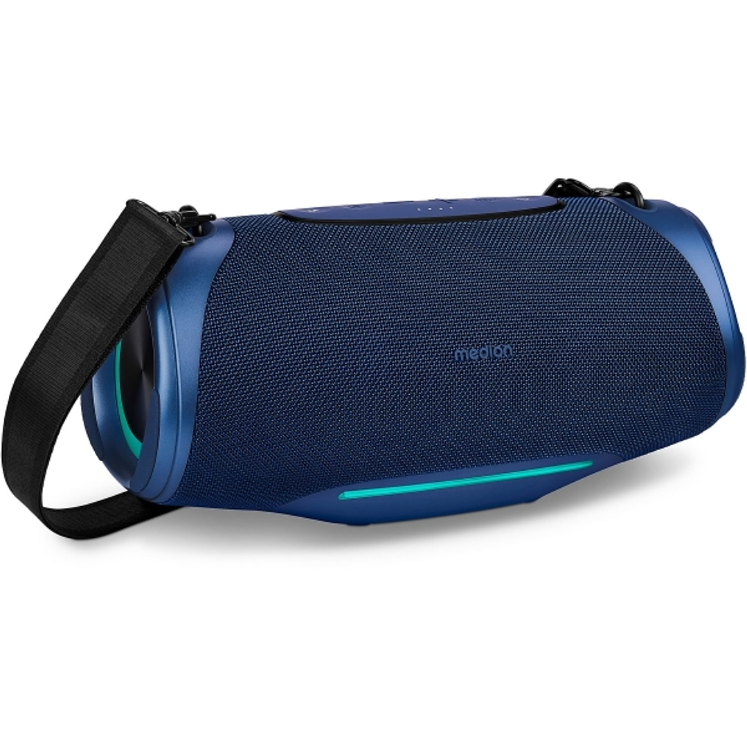 Medion Life P61762 L Altavoz 50W - Bluetooth 5.3 - Modo Broadcast - Resistente al Agua - Hasta 47 Horas de Autonomia - Iluminacion RGB - Color Azul 1
