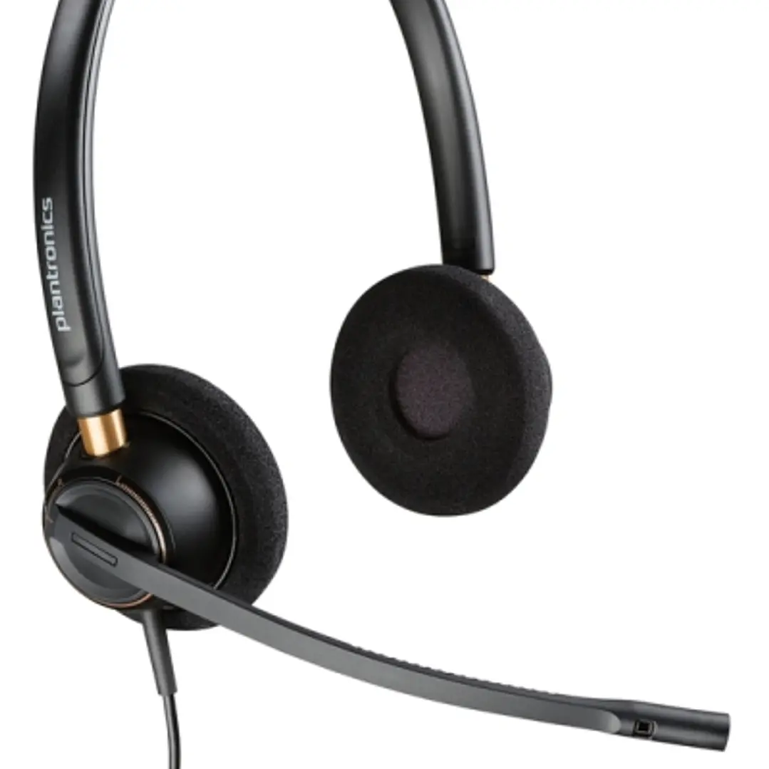Plantronics/Poly EncorePro 520 Auriculares con Microfono - Conexion QD - Cancelacion de Ruido - Almohadillas Acolchadas - Color Negro 1