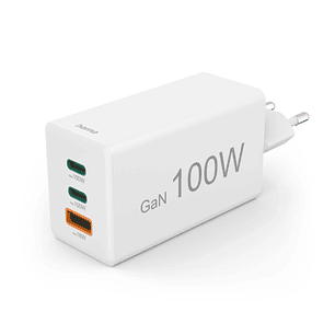 Hama Cargador de Pared - Potencia 100W - 2x USB-C - USB-A - Power Delivery - Qualcomm - GaN - Color Blanco