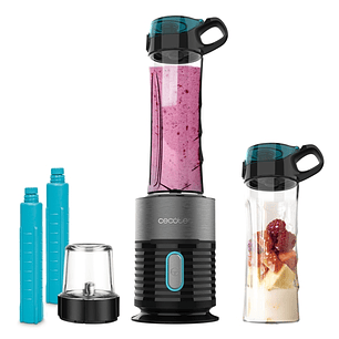 Cecotec Power Titanium Fresh and Go Batidora de Vaso - 650W -  2 Vasos de 600ml - Tubos Refrigeradores Incluidos - 4 Cuchillas Recubiertas de Titanio 