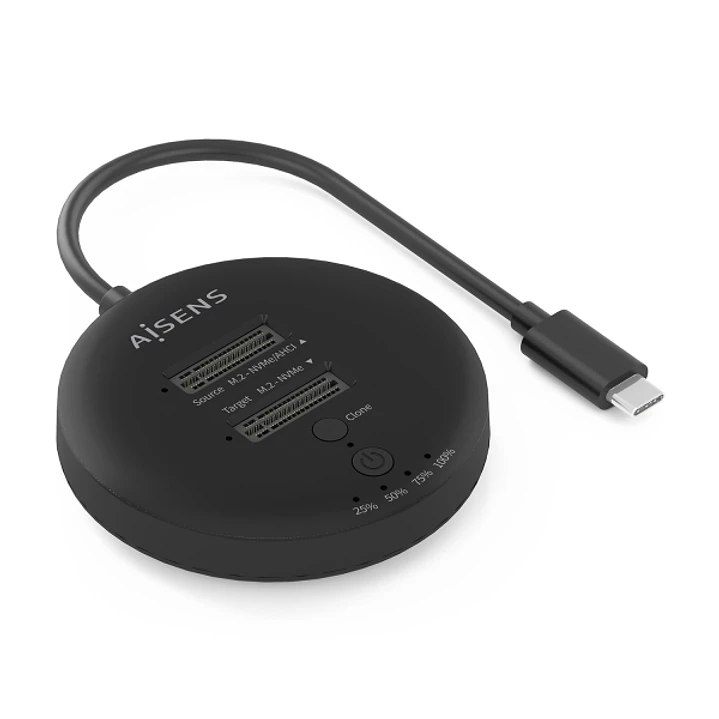 Aisens ASDS-2M2N05 Estacion de Docking de Doble Bahia M.2 NVME a USB-C 3.2 Gen2x2 - Clone - Color Negro 1