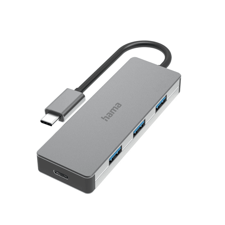 Hama Essential Hub USB 3.2 - Cable USB-C Integrado de 15cm - USB-C - 3x USB-A - Color Gris 1