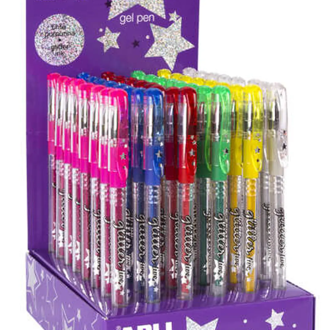 Apli Gel Pen Glitter Live - 48 Boligrafos de Tinta Gel con Purpurina - Resistentes, Secado Rapido y Larga Duracion - Grueso de Escritura de 1mm 1