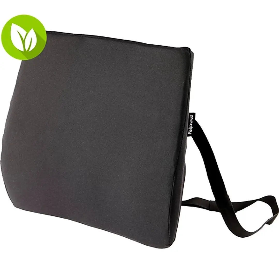 Fellowes Comfort Breyta Respaldo Lumbar - Espuma con Contenido Reciclado - Correa Ajustable - Funda de Tejido de Poliester 100% Reciclado - Color Negr 1