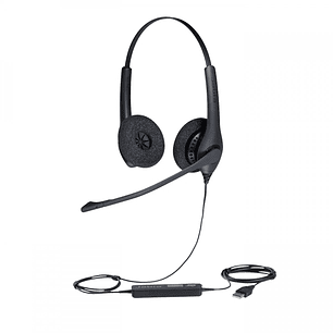 Jabra BIZ 1500 Duo Auriculares con Microfono Plegable USB - Cancelacion de Ruido - Diadema Ajustable - Controles en Cable - Cable de 2.3m - Color Negr