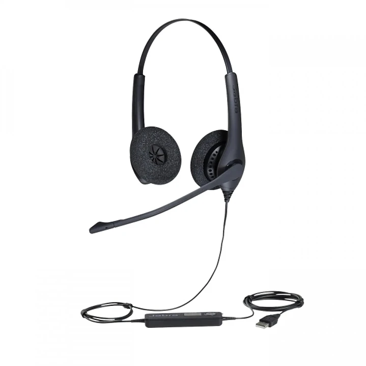 Jabra BIZ 1500 Duo Auriculares con Microfono Plegable USB - Cancelacion de Ruido - Diadema Ajustable - Controles en Cable - Cable de 2.3m - Color Negr 1