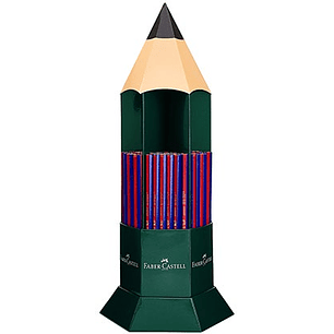 Faber-Castell Janus 2160 Expositor de 120 Lapices Finos Bicolor Hexagonales - Ecologico - Resistente a la Rotura - Color Rojo/Azul