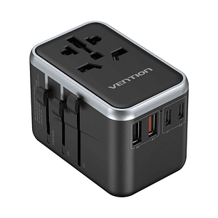 Vention Cargador de Viaje Universal GaN - 2xUSB-C, 2xUSB-A - 65W - Color Negro
