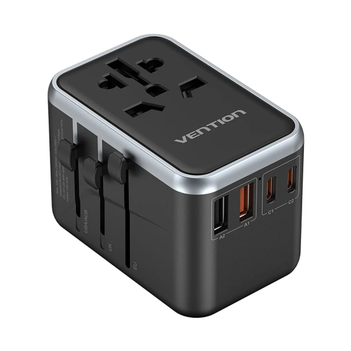Vention Cargador de Viaje Universal GaN - 2xUSB-C, 2xUSB-A - 65W - Color Negro 1