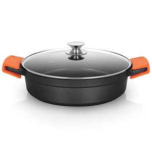 Orbegozo CDB 1032 Cacerola Baja - Aluminio Fundido Indeformable - Capacidad 5.9L - Asas de Silicona - Antiadherente Pfoa - Apta para Todo Tipo de Fueg