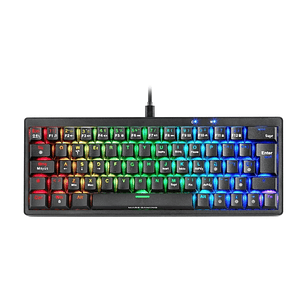 Mars Gaming MKMINIPRO Teclado Compacto Hibrido H-Mech - Switch SKN Marron - Disposicion Italiana QWERTY IT - Iluminacion RGB Chroma - 300x114x42mm - C