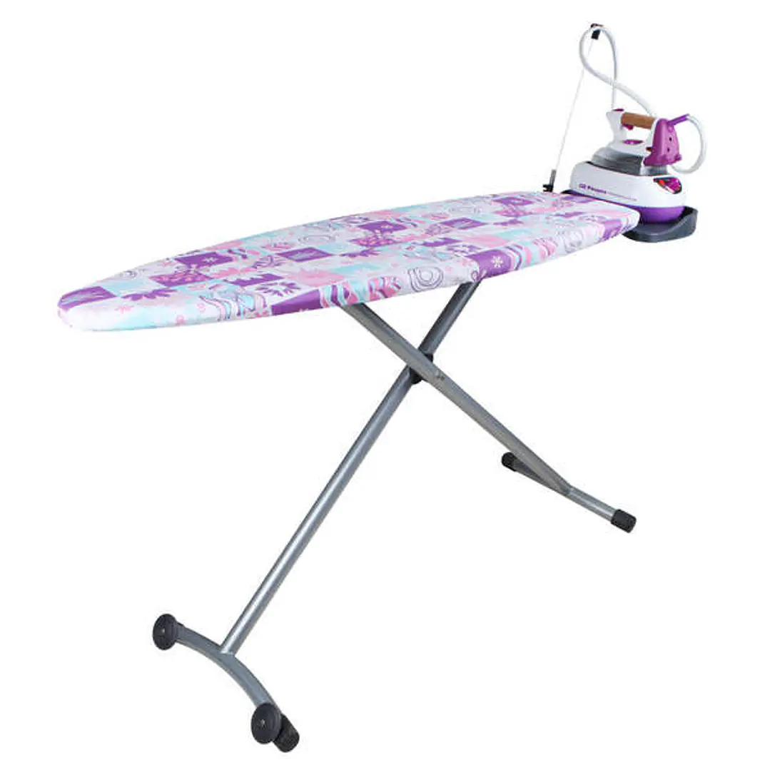 Orbegozo TP 5000 Tabla de Planchar Plegable con Reposa Planchas y Funda de Algodon - Rejilla de Acero Resistente - Altura Ajustable hasta 93cm - Rueda 1