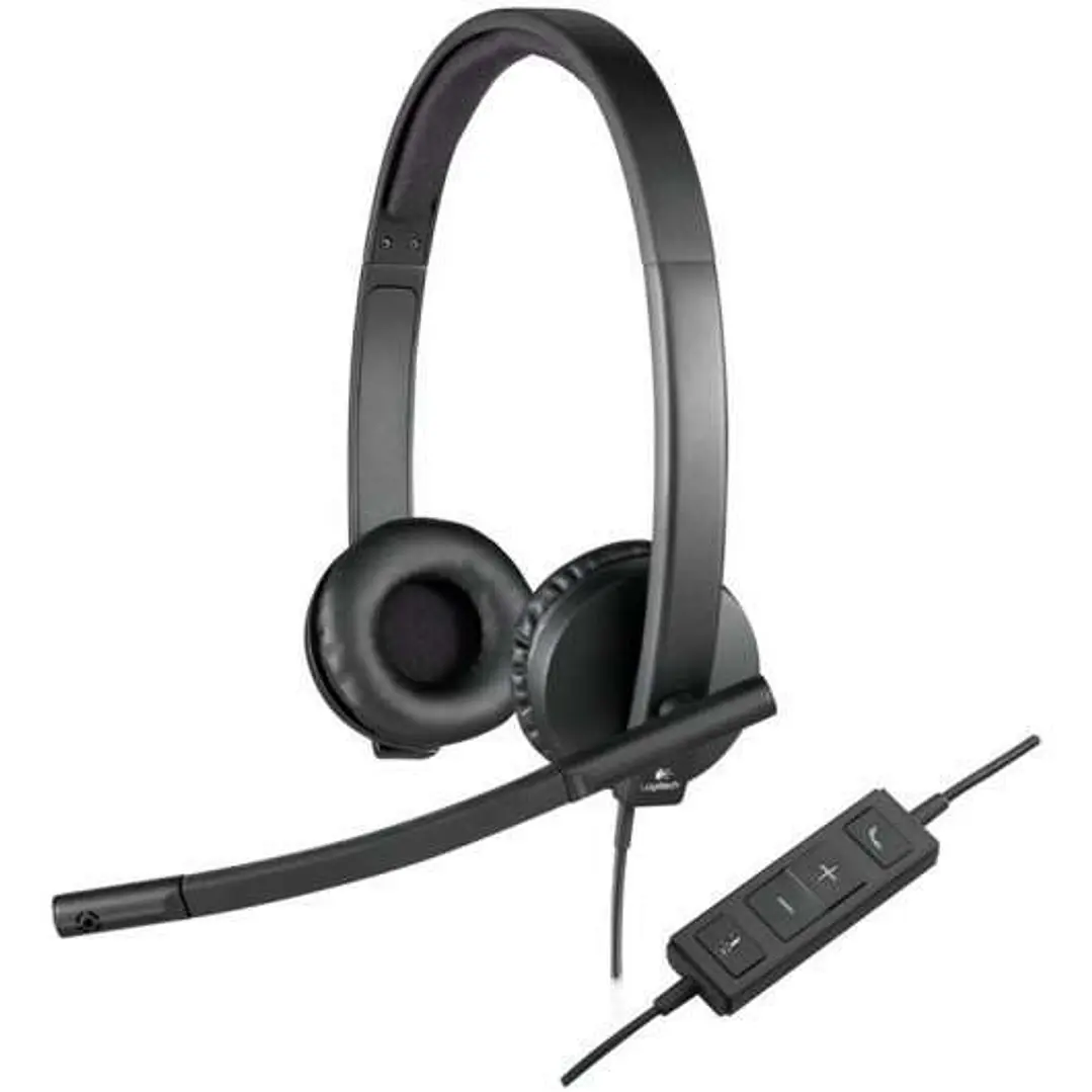 Logitech H570E Auriculares con Microfono USB - Microfono Plegable - Diadema Ajustable - Almohadillas Acolchadas - Controles en Cable - Color Negro 1