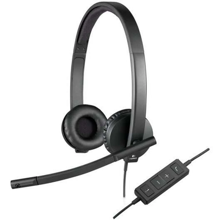 Logitech H570E Auriculares con Microfono USB - Microfono Plegable - Diadema Ajustable - Almohadillas Acolchadas - Controles en Cable - Color Negro 1