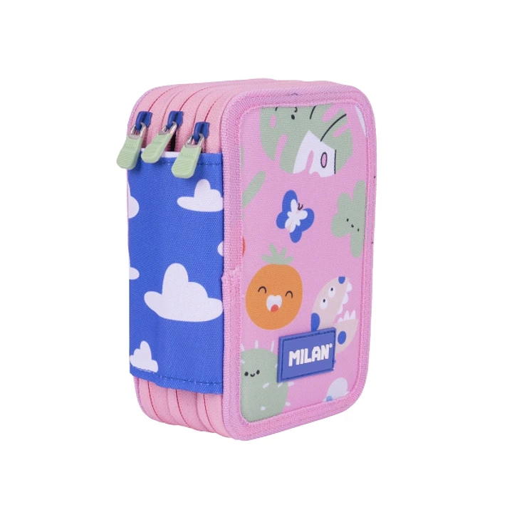 Milan Green and Grow Plumier de 3 Pisos con Goma de Borrar - Sacapuntas - Lapiz - 3 Boligrafos - Regla - 12 Lapices de Colores - 6 Lapices de Colores  1