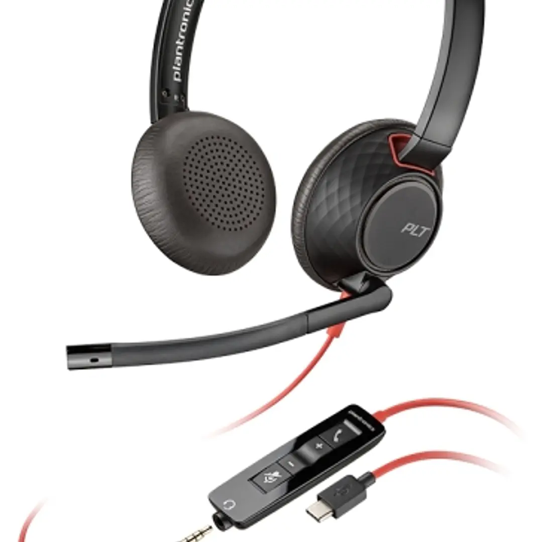 HP Poly Blackwire 5220 USB-C Auriculares con Microfono - Cancelacion de Ruido - Diadema Metalica Acolchada - Almohadillas de Piel Sintetica - Controle 1