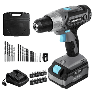 Cecotec CecoRaptor Perfect Drill 4020 Advance Taladro Percutor Inalambrico - Torque 46Nm - Velocidad 1550rpm - Bateria 20V 4Ah - Luz LED - Incluye Acc
