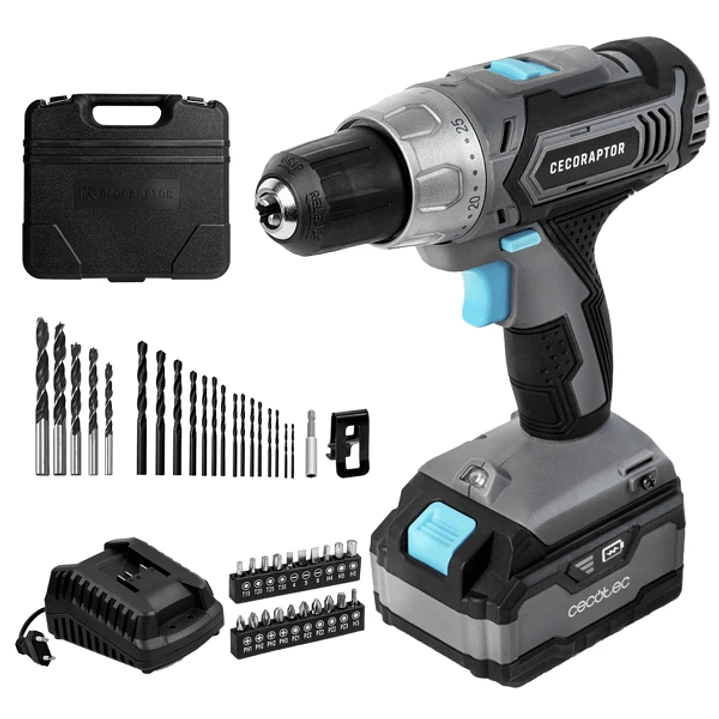 Cecotec CecoRaptor Perfect Drill 4020 Advance Taladro Percutor Inalambrico - Torque 46Nm - Velocidad 1550rpm - Bateria 20V 4Ah - Luz LED - Incluye Acc 1