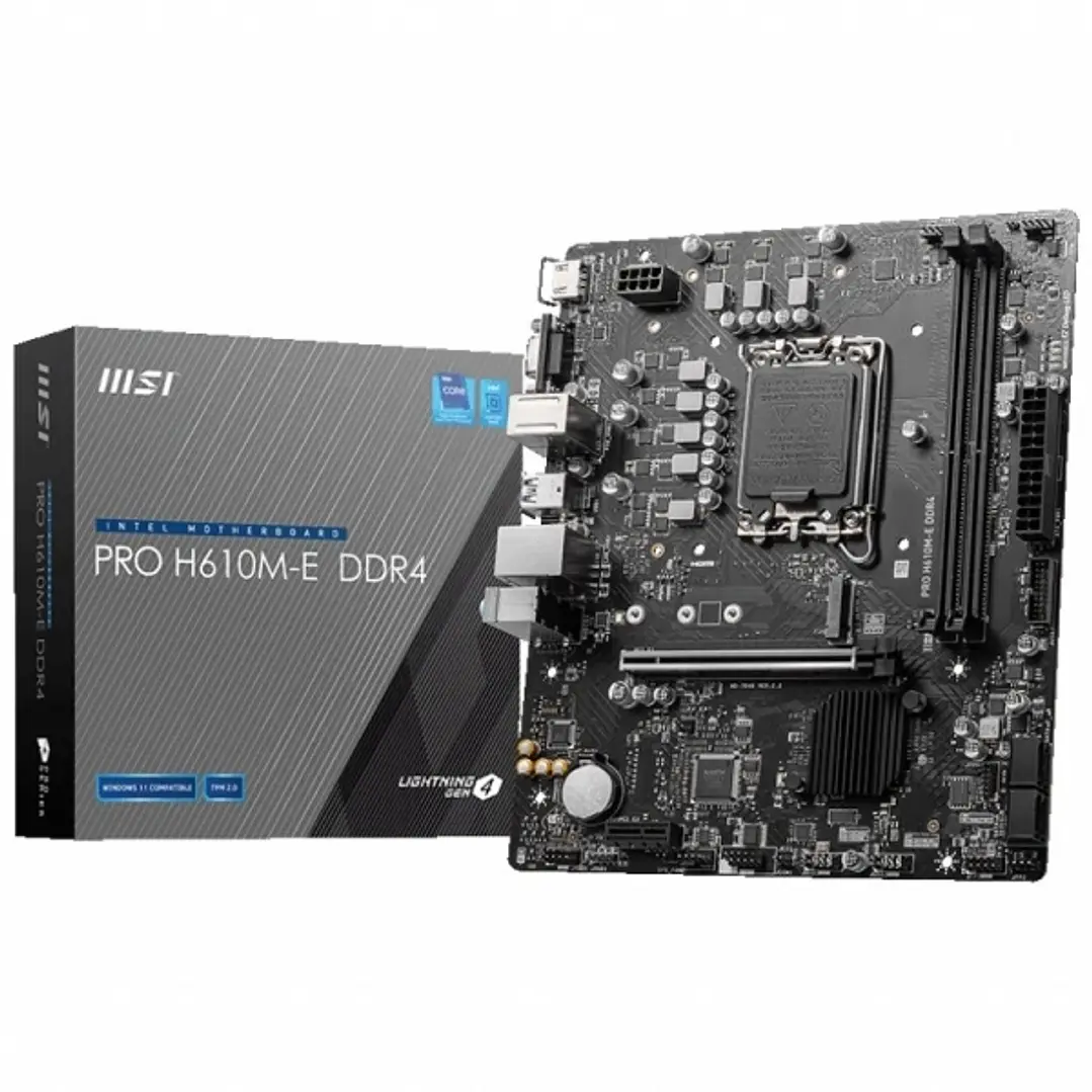 MSI Pro H610M-E Placa Base Intel  LGA 1700 2x DDR4 - HDMI, VGA, 4x Sata III, RJ-45, USB 2.0/3.2, MicroATX 1