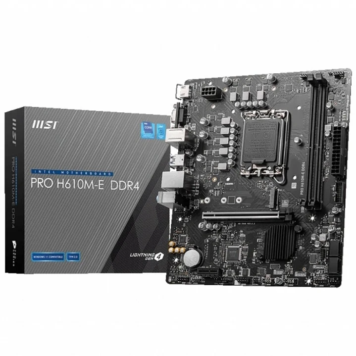 MSI Pro H610M-E Placa Base Intel  LGA 1700 2x DDR4 - HDMI, VGA, 4x Sata III, RJ-45, USB 2.0/3.2, MicroATX 1
