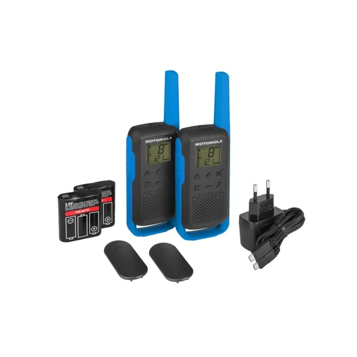 Motorola T62 Pack 2 Walkie Talkies - 16 Canales PMR446 + 121 Codigos de Privacidad- Alcance hasta 8Km - Autonomia hasta 29h - Color Azul 1