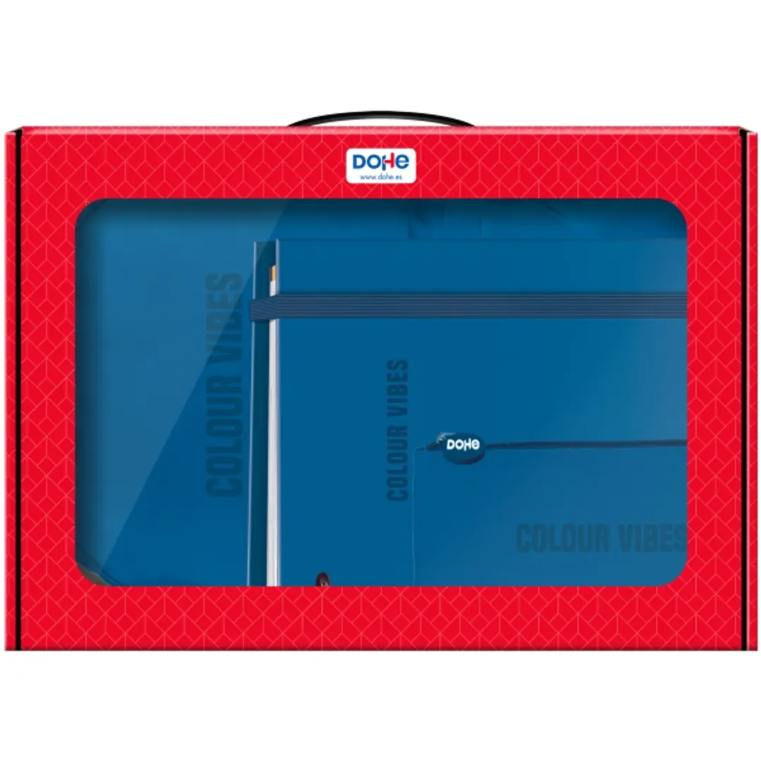 Dohe Colour Vibes Pack de Mochila + Carpeta A4 Recambio + Portatodo Triple - Todo en un Maletin Perfecto para Regalo - Color Azul 1