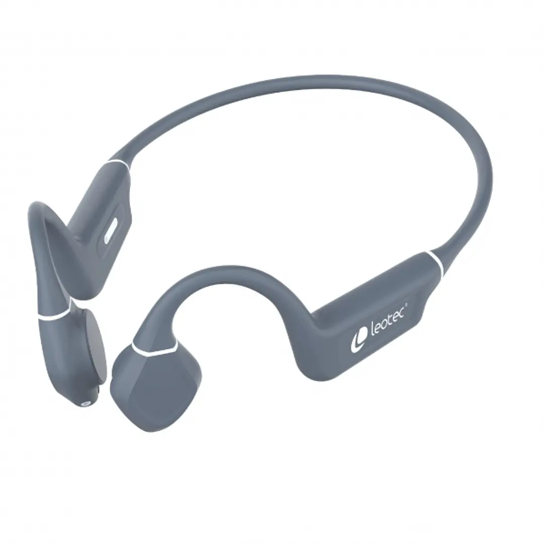 Leotec Kuri Auriculares Deportivos de Conduccion Osea Bluetooth 5.4 - Autonomia hasta 12h - Bateria de 180mAh - Resistencia IPX5 - Color Gris 1