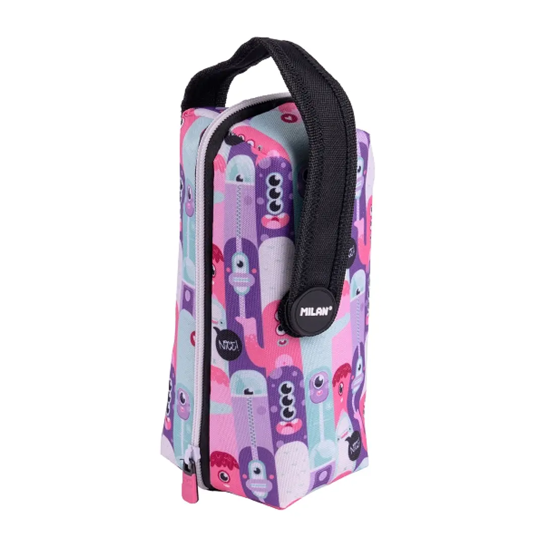 Milan Aliens 2 Pack de 4 Estuches con Goma de Borrar - Sacapuntas - Lapiz - 3 Boligrafos - Regla - 12 Lapices de Colores - 12 Rotuladores - Color Ros 1