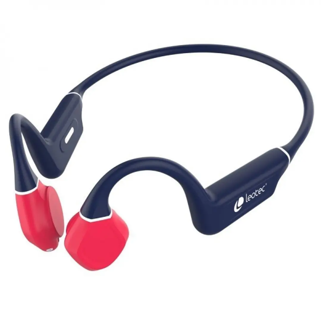 Leotec Kuri Auriculares Deportivos de Conduccion Osea Bluetooth 5.4 - Autonomia hasta 12h - Bateria de 180mAh - Resistencia IPX5 - Color Azul/Rojo 1