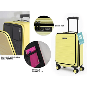 Lagart Maleta Trolley Pocket de Cabina Rigida 20 55x34x20cm - Compartimento Frontal Acolchado para Portatil - Cierre TSA - Ruedas Dobles 360º - Color