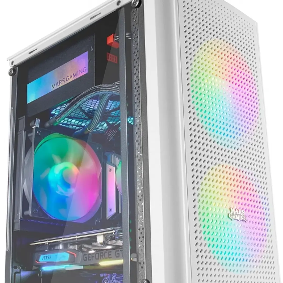 Mars Gaming MC300 Caja Gaming Compacta - Ventana Cristal Templado - Triple Ventilacion - Soporte Refrigeracion Liquida - Iluminacion RGB Fixed - Color 1