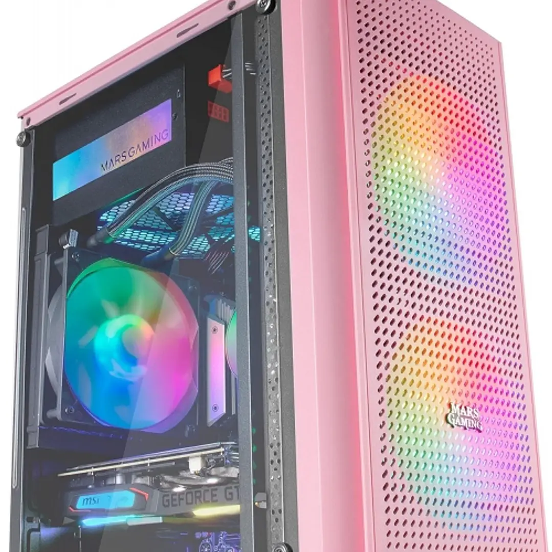 Mars Gaming MC300 Caja Gaming Compacta - Ventana Cristal Templado - 3 Ventiladores FRGB - Rejilla Frontal TOTAL-MESH - Soporte Micro-ATX/Mini-ITX - Il 1