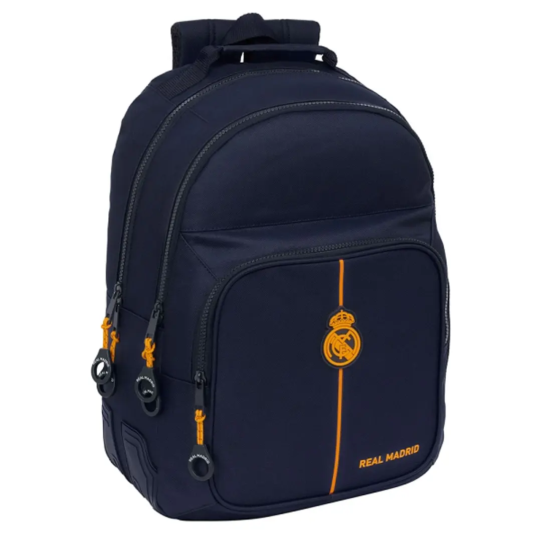 Safta Real Madrid 2ª Equipacion 24/25 Mochila - Adaptable a Carro - 2 Compartimentos - Asa de Mano - 32x42x15cm - Color Azul Marino 1