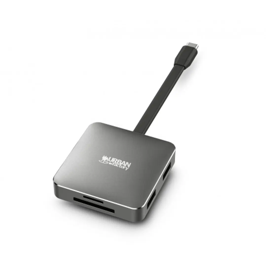 Urban Factory Hubee Light Mini HUB - USB-C Macho - USB-A/HDMI/SD/MSD Hembra - 100W PD - Color Gris Metal 1