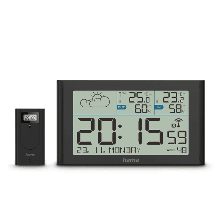 Hama Sylt Estacion Meteorologica - Reloj - Prevision Meteorologica - Sensor Exterior - Radiofrecuencia - Termometro - Higrometro - 25x3x14cm - Color N 1