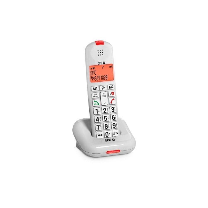 SPC Comfort Kairo Telefono Fijo Inalambrico DECT - Pantalla Iluminada - 5 Funciones Antispam - Teclas Grandes XL - Manos Libres - Color Blanco 1